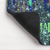 Tropfen monogramm für Whimsisblau-grüne Glitzer Mousepad (Ecke)