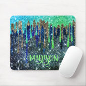 Tropfen monogramm für Whimsisblau-grüne Glitzer Mousepad (Mit Mouse)