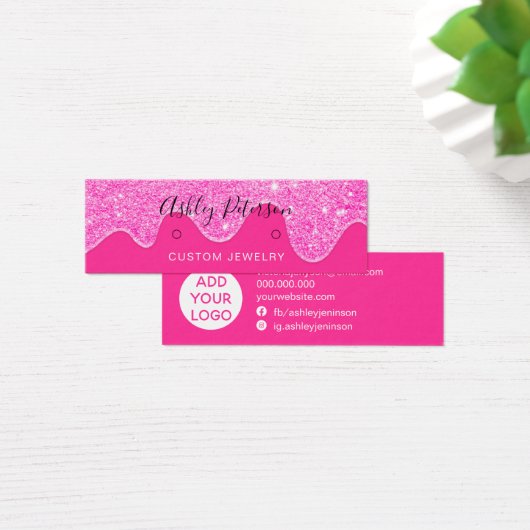 Tropfen Neon rosa Glitzer Ohrringe anzeigen (Schreibtisch)