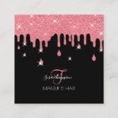 Tropfen Rosa Glitzer Sparkle Makeup Artist Salon Quadratische Visitenkarte (Vorderseite)