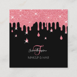 Tropfen Rosa Glitzer Sparkle Makeup Artist Salon Quadratische Visitenkarte
