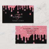 Tropfen Rosa Glitzer Sparkle Makeup Artist Salon Visitenkarte (Vorne/Hinten)