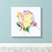 Tropfen-Rose für Aquarellfarben Leinwanddruck (Insitu (Holzboden))