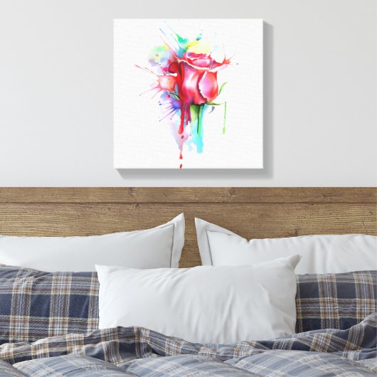 Tropfen-Rose für Aquarellfarben Leinwanddruck (Insitu (Schlafzimmer))