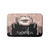 Tropfen Rose Gold Blush Glitzer Name Monogram Blac Badematte (Vorderseite)