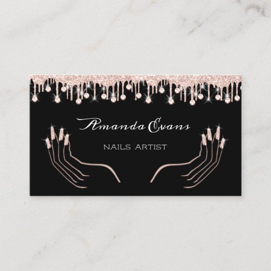 Tropfen Rose Manicure Nägel Künstlerische Ernennun Terminkarte (Vorderseite)