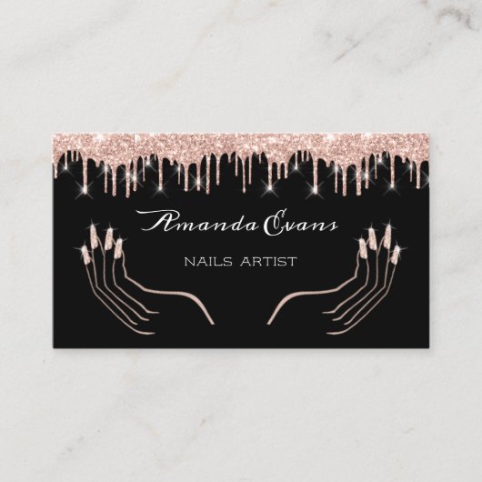 Tropfen Rose Manicure Nägel Künstlerische Terminka Terminkarte (Vorderseite)