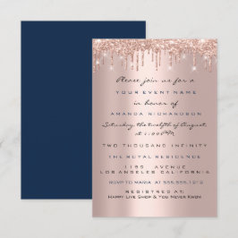 Tropfen Rose Navy Brautparty Süß 16. Einladung