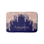 Tropfen Rose Spark Blush Glitzer Name Monogram Nav Badematte (Vorderseite)