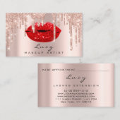 Tropfen Rote Lippen Glitzer Tropfen Makeup Terminkarte (Vorne/Hinten)
