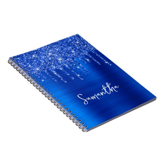 Tropfen Royal Blue Glitzer Glam Name Notizblock (Rechte Seite)