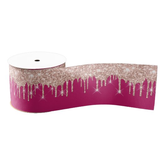 Tropfen Royal Rose Gold Fuchsia Pink Spark Ripsband (Spule)