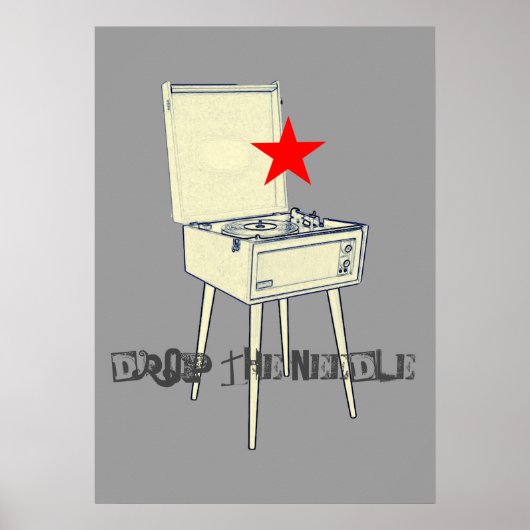 Tropfen Sie die Nadel Retro Graues Poster. Poster (Vorne)