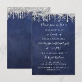 Tropfen Silver Confetti Bridal Hochzeit 16. Marine Einladung (Vorne/Hinten)