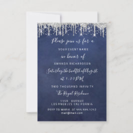 Tropfen Silver Confetti Bridal Hochzeit 16. Marine Einladung