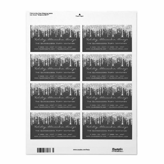 Tropfen Silver Confetti Bridal Sweet 16. Gray Kraf (Vorne)