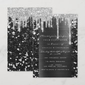 Tropfen Silver Gray Black Brautparty Sweet 16. Einladung (Vorne/Hinten)