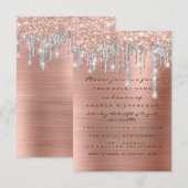 Tropfen Silver Rose Bridal Sweet 16. Hochzeit Einladung (Vorne/Hinten)