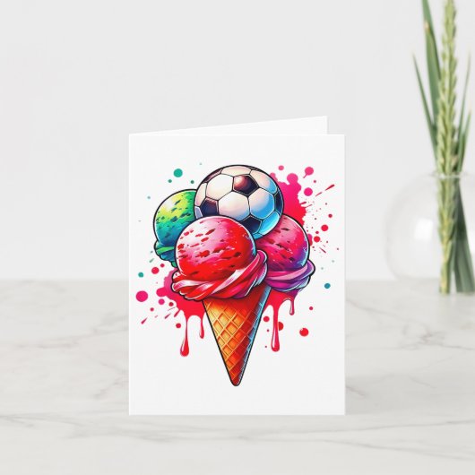 Tropfen Soccer Ice Creme Aquarell mit Sprinkl Karte (Vorderseite)