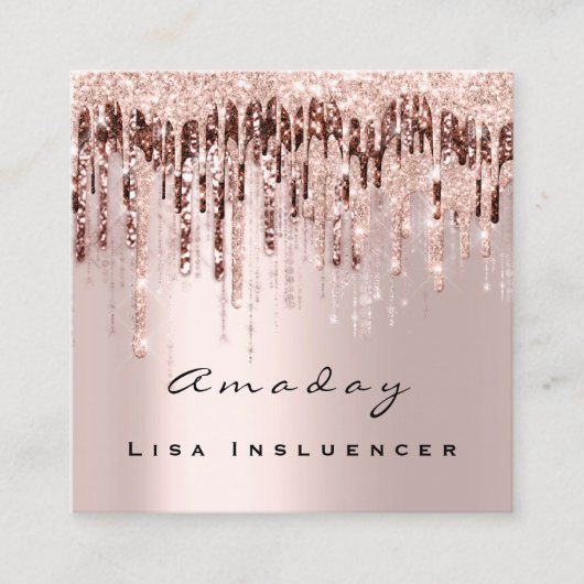 Tropfen Social Media Rose Makeup Quadratische Visitenkarte (Vorderseite)