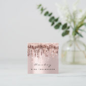 Tropfen Social Media Rose Makeup Quadratische Visitenkarte (Stehend Vorderseite)