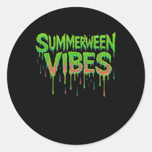 Tropfen Summerween Vibes Spooky Fun Classic Runder Aufkleber