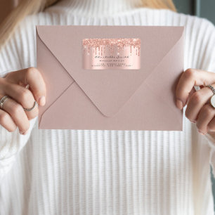 Tropfen UAWG Rose Gold Funkelnd Glitzer Makeup Bri Adressaufkleber