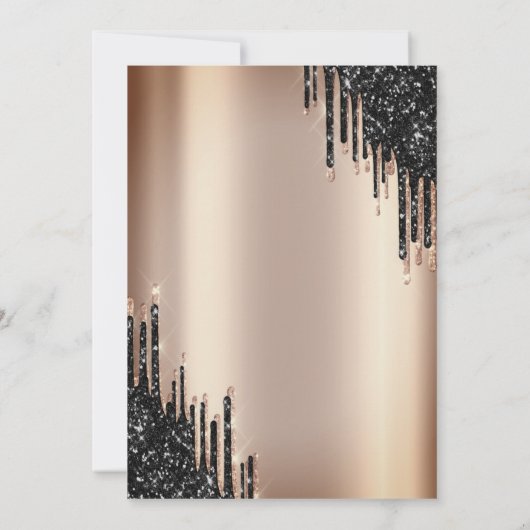 Tropfen von Black Glitzer Balloons Glass Retiremen Einladung (Rückseite)