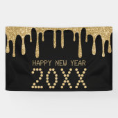 Tropfen von Black & Gold Glitzer - Frohes Neues Ja Banner (Horizontal)