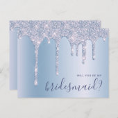 Tropfen von Blue Glitzer werden meine Brautmeister Einladungspostkarte (Vorne/Hinten)