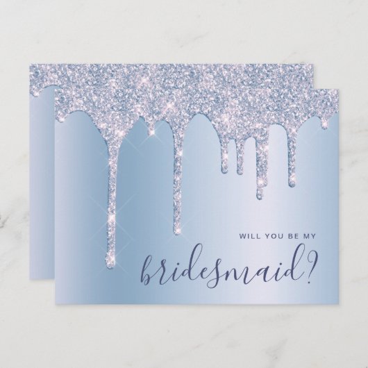 Tropfen von Blue Glitzer werden meine Brautmeister Einladungspostkarte (Vorne/Hinten)