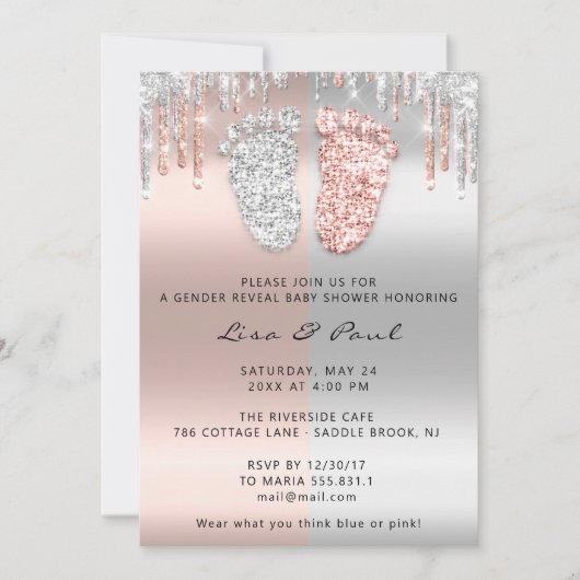 Tropfen von Futtermitteln für Geschlecht Silver Ro Einladung (Vorderseite)