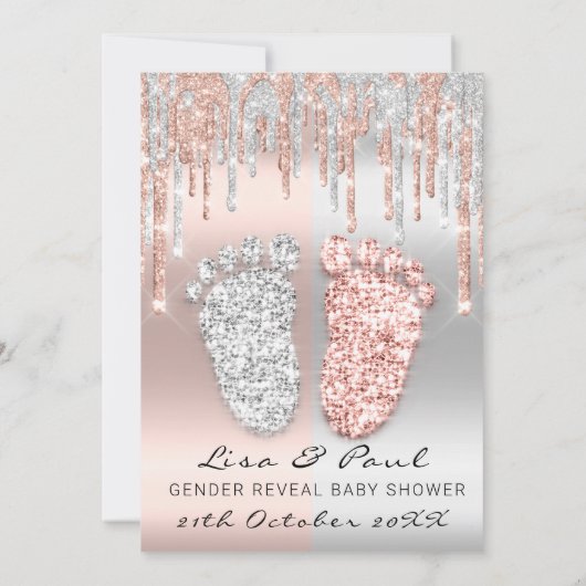 Tropfen von Futtermitteln für Geschlecht Silver Ro Einladung (Rückseite)