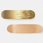 Tropfen von Gold Paint Glitzer Akzente Funkelnd Skateboard (Horizontal)