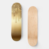 Tropfen von Gold Paint Glitzer Akzente Funkelnd Skateboard (Vorderseite)