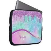 Tropfen von lila Glitzer, Irisierend, Name und Mon Laptopschutzhülle (Vorne Rechts)