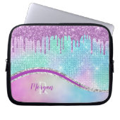 Tropfen von lila Glitzer, Irisierend, Name und Mon Laptopschutzhülle (Vorderseite)