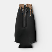 Tropfen von Schwarzen Glitzer mit Monogramm Flaschenkühler (Rückseite)