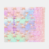 Tropfen von Unicorn-Glitzer, holografisches Drehbu Fleecedecke (Vorderseite (Horizontal))