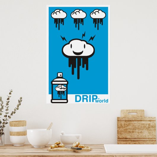 Tropfen World Blue Poster (Küche)