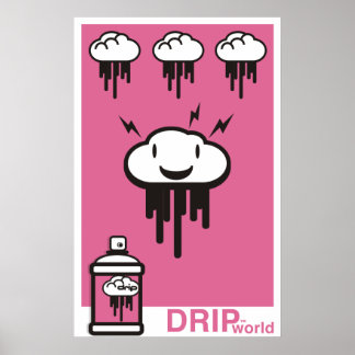 Tropfen World Pink Poster