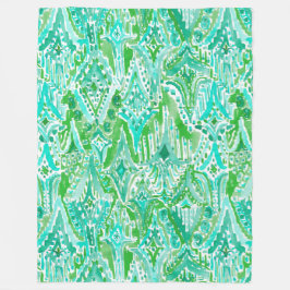 TROPFEN WUNDER Stammes- Beachy Boho Ikat Aquarells Fleecedecke
