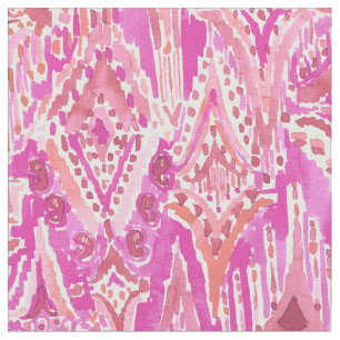 TROPFEN WUNDER Stammes- rosa Boho Ikat Aquarells Stoff