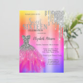 Tropfen zum Glitzer, Kleid Ombre Metallic Einladung (Stehend Vorderseite)