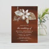 Tropfenblume in einer Orangenhochzeit Einladung (Stehend Vorderseite)