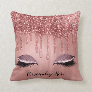 Tropfend in Roségold Glitter Rosa Tropfen Wimpern Kissen