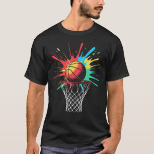 Tropfende Basketball-Tie-Dye-Grafik Lebendige Farb T-Shirt