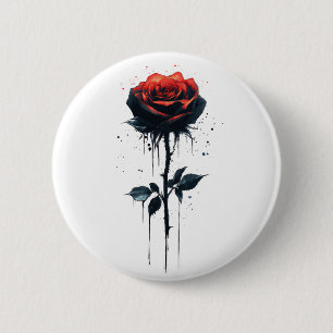 Tropfende Blutrose: Gotische Blumenkunst Button