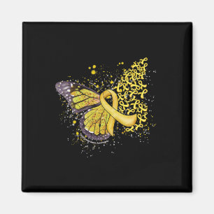 Tropfende Butterfly Gelbe Schleife Kinderkrebs Magnet
