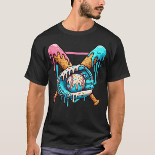 Tropfende Eiscreme-Baseballhandschuh Lustig T-Shirt